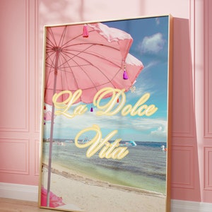 La Dolce Vita Poster La Dolce Vita Strandposter La Dolce Vita Druck La Dolce Vita Reiseposter Retro Strandmalerei Ästhetische Küstenkunst