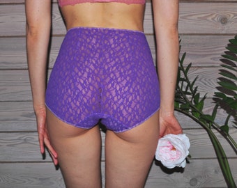 Purple lace panty up denim petticoat