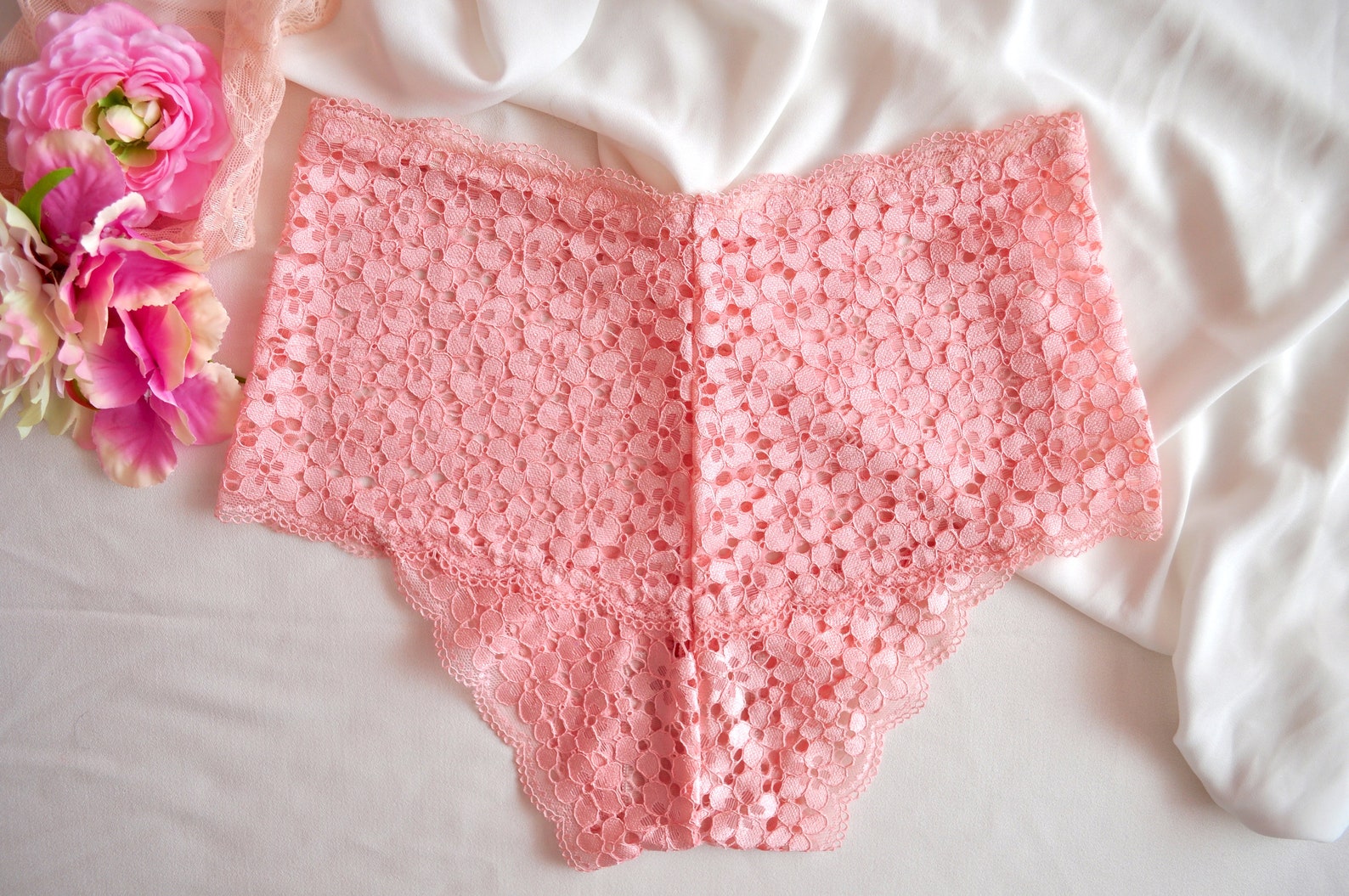 Pink Lace Panties Sexy Lace Panties On High Waist Etsy