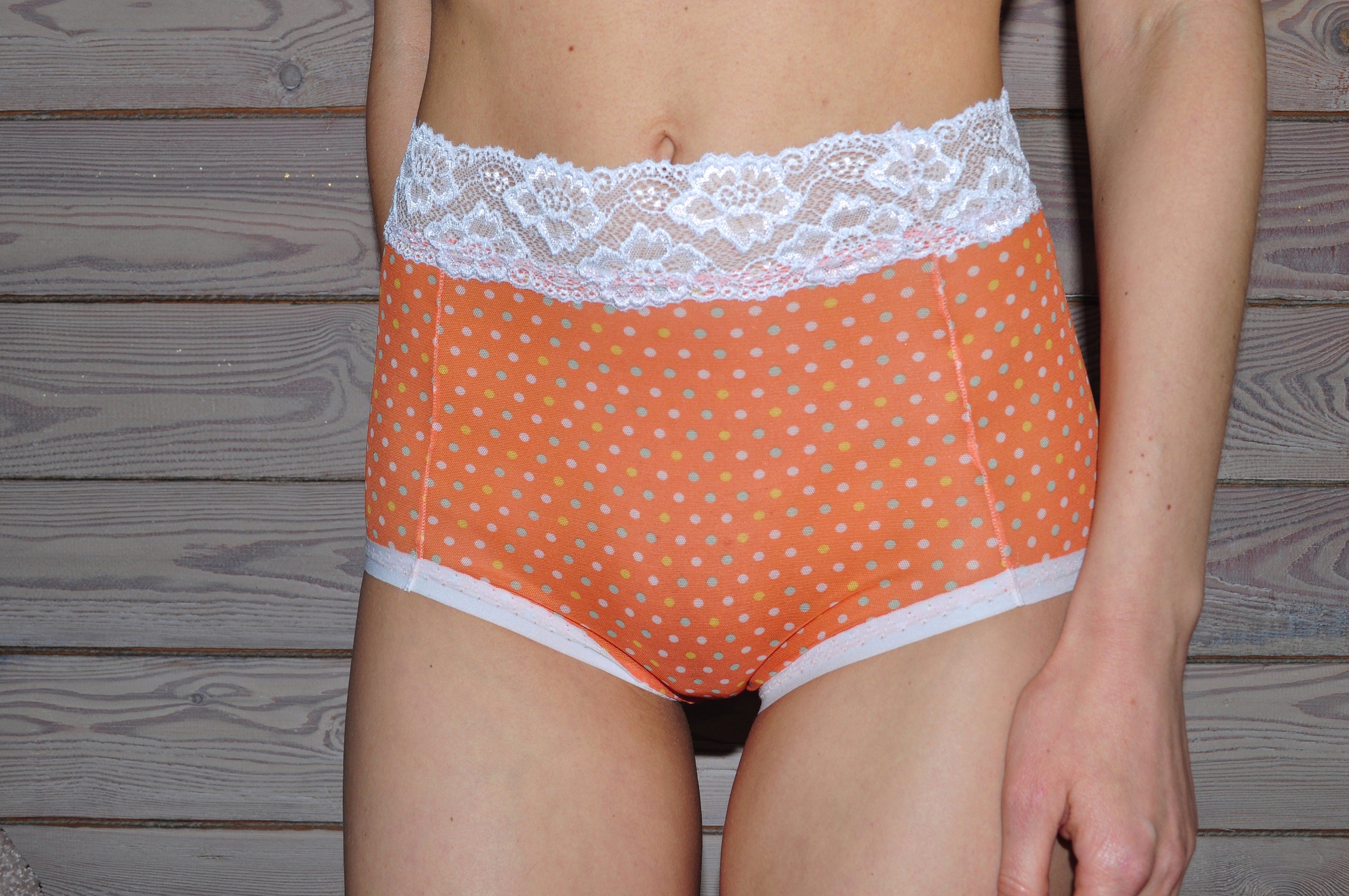 See Through High Waist Panties Orange Sheer Panties Underpants Etsy Australia