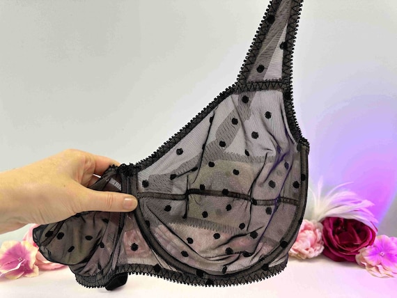 Plus Size Transparent Underwire Bra Polka Dot Mesh Women's Bra