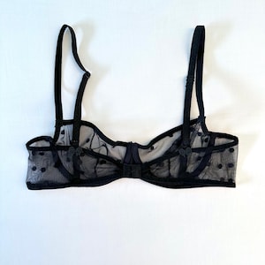 Black Polka Dot Sheer Bra, many colours of mesh.