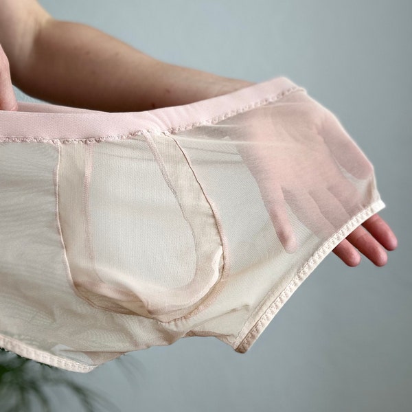 Sheer underwear with pouch. Thin and soft, many colors.