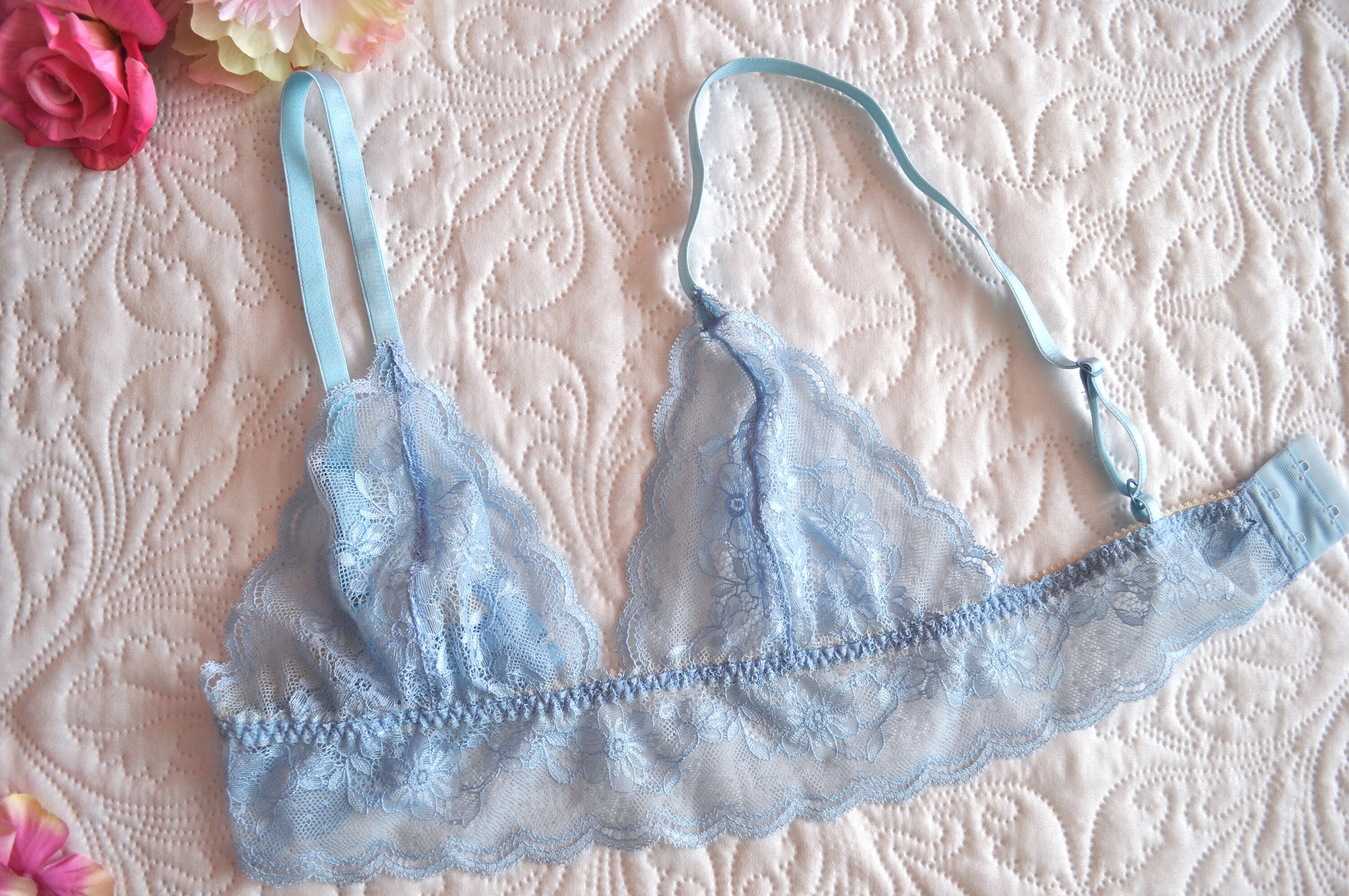 Sheer Blue Lace Bra. -  Canada