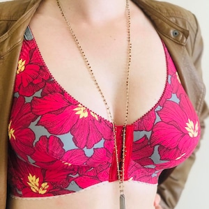 Red Floral Soft Cup Bralette.
