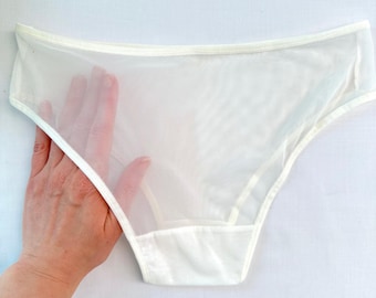 See Through Mesh Low-waist Panties - Handmade Lingerie - Model 11L