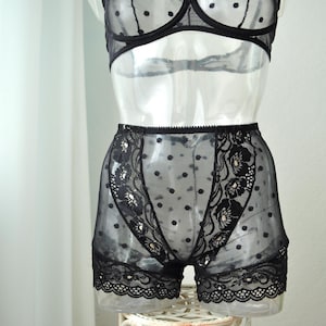 Transparente Panty im Retro Stil Sexy Polka Dot Panties mit Spitze Plus Size Damen Dessous