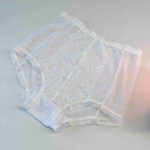 White Mesh Lace Panties, See-Through Lingerie