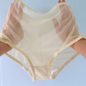See through pale yellow sheer panties on high waist, new colors.