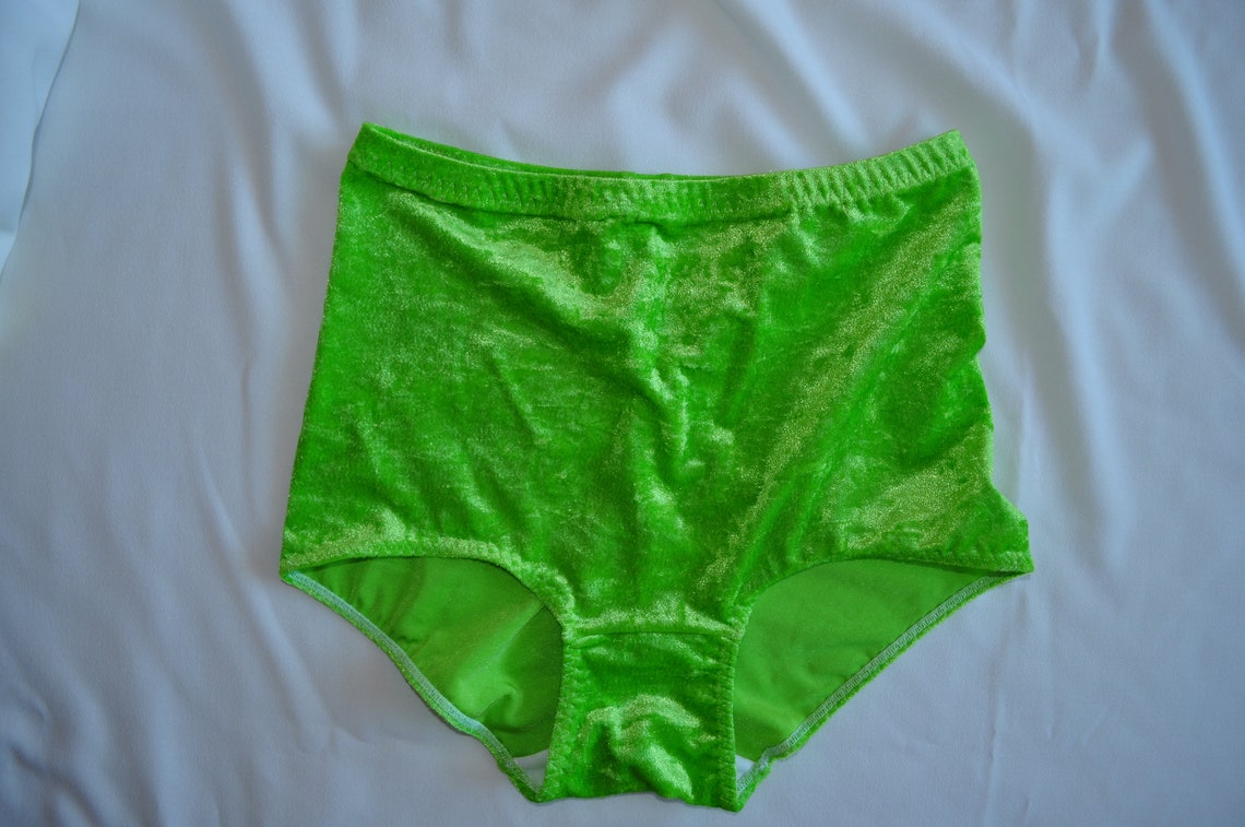 High waist green velvet panties. Etsy