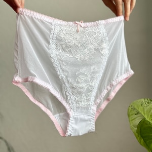 White sheer panties with lace on high waist. XS-XXXL