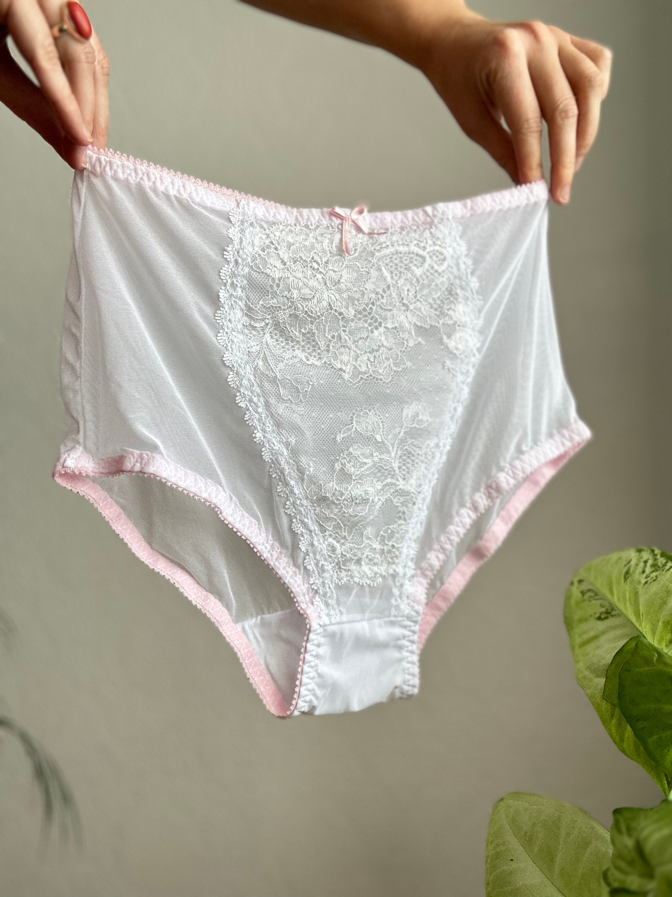 白いシースルー下着熟女 ハイウエストのレース付きホワイトシースルーパンティー。XS-XXXL - Etsy 日本