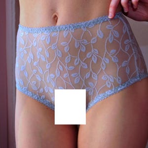 Grey sheer women's panties Botanical Mesh Lingerie