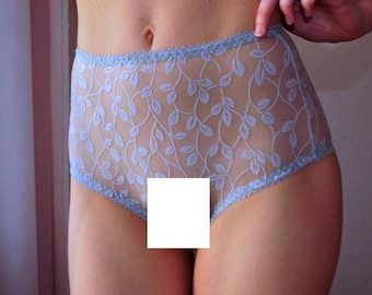 Grey sheer women's panties Botanical Mesh Lingerie