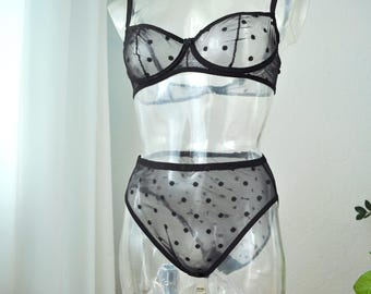 Sheer Panty French cut Polka Dots Lingerie