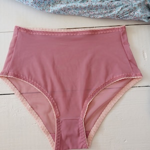 High waist sheer panty in pink mesh, various colors.