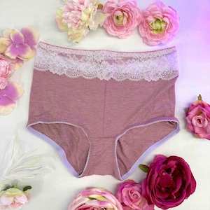 Culotte en coton taille haute avec dentelle