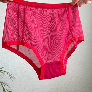 Red transparent panties.