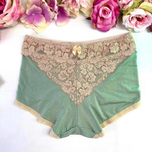 Green Cotton Panties With Lace High Waist Women&#39;s  Briefs