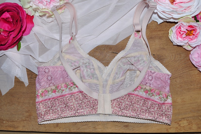 Sheer bralette Soft bra Mesh bralette Bra \\no bones bra Sheer lingerie Soft cup bra Pink bralette Floral bralette Boho style bralette
