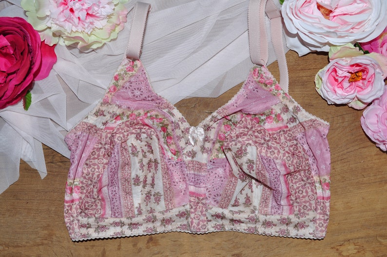 Sheer bralette Soft bra Mesh bralette Bra \\no bones bra Sheer lingerie Soft cup bra Pink bralette Floral bralette Boho style bralette