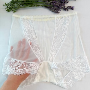 White mesh see through panties with lace. XS-5XL