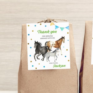 Boy Horses Editable Favors, Caballos Imprimibles, Horse Party Favors, Caballos Gracias Tarjetas, Caballos Editables Etiquetas, Boy Horses Instant Card,