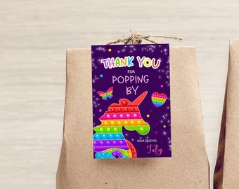 Pop it Party Favors, Pop it Thank you card, Pop it Birthday Party Favors, Pop It Birthday Party Tags, Pop it Editable Favors, Instant,