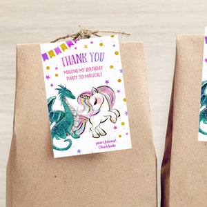 Einhorn-Drachen editierbare Gefälligkeiten, Drachen Einhorn Printables, Einhorn Drachen Partei Gefälligkeiten, Einhorn Drachen Dankeschön-Karten, editierbare Tags,