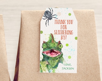 Reptile Birthday Party Favor Tags, Printable Lizard Labels (PDF & JPEG)