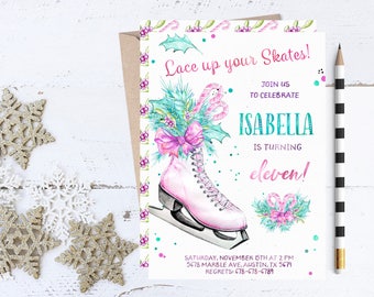 ice skate invitation etsy