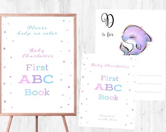 Editable ABC Coloring Book Baby Shower Activity, Baby Shower ABC Coloring Book, Baby Shower ABC Coloring Game,