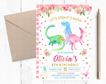 dinosaur invitation etsy