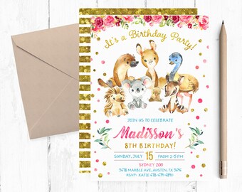 animal invitation etsy