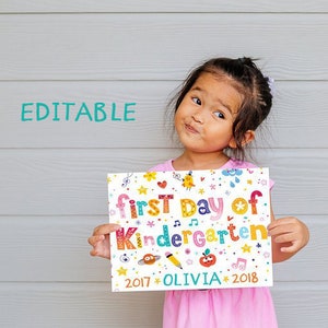 First Day of Kindergarten Sign, First Day Printable Sign, First Day of Kindergarten Signs, First day of Kindergarten Printable, Digital