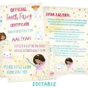 EDITABLE Brown Tooth Fairy Receipt, Brown Tooth Fairy Letter,  Brown Tooth Fairy Record, Brown Tooth Fairy Certificate, Tooth Fairy Digital,