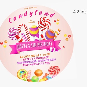 Lollipop invitation, Lollipop Birthday Invitations, Candyland Invitation, Candy land Invitations, Sweet Shop invites,  lollipop invite,