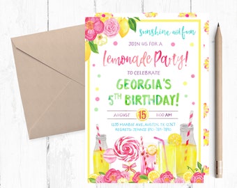 pink lemonade party lemonade birthday invitation lemonade party lemonade invitations lemonade invites lemonade stand shop invite