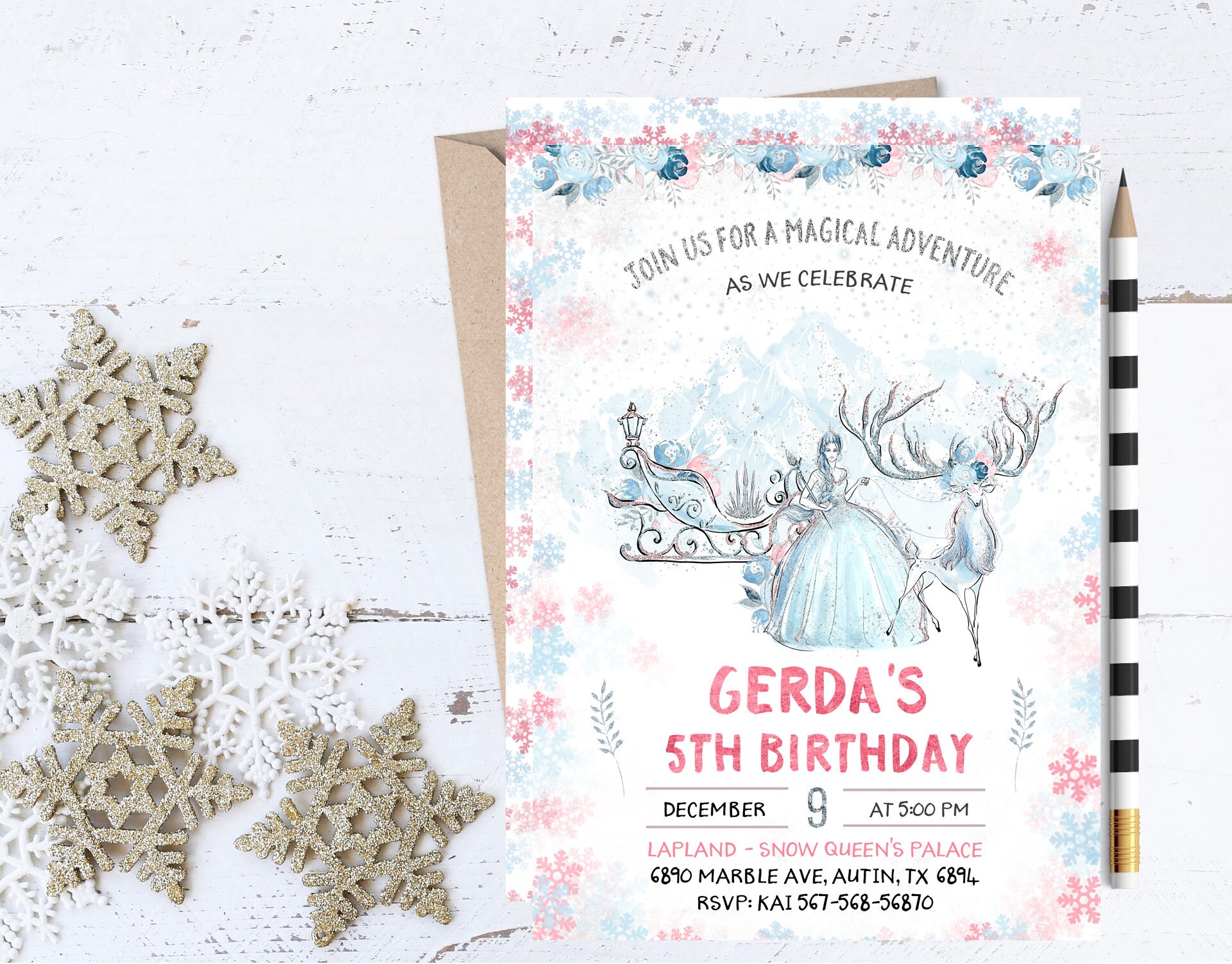 Snow Queen Invitations Snow Queen Invitation Snow Queen Etsy