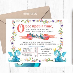 Fairy Tale Birthday Invitation, Fairy Tale Invitations, Princess Birthday Invitations, Princess Invitation, Once upon a time, Storybook,
