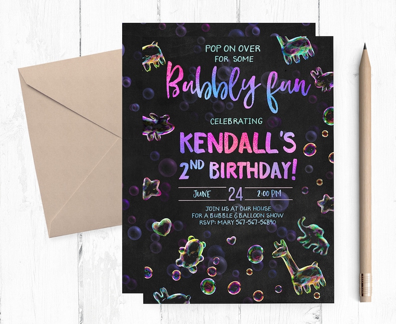 Bubbles Invitations Bubble Theme Invitation Bubbles Birthday Etsy