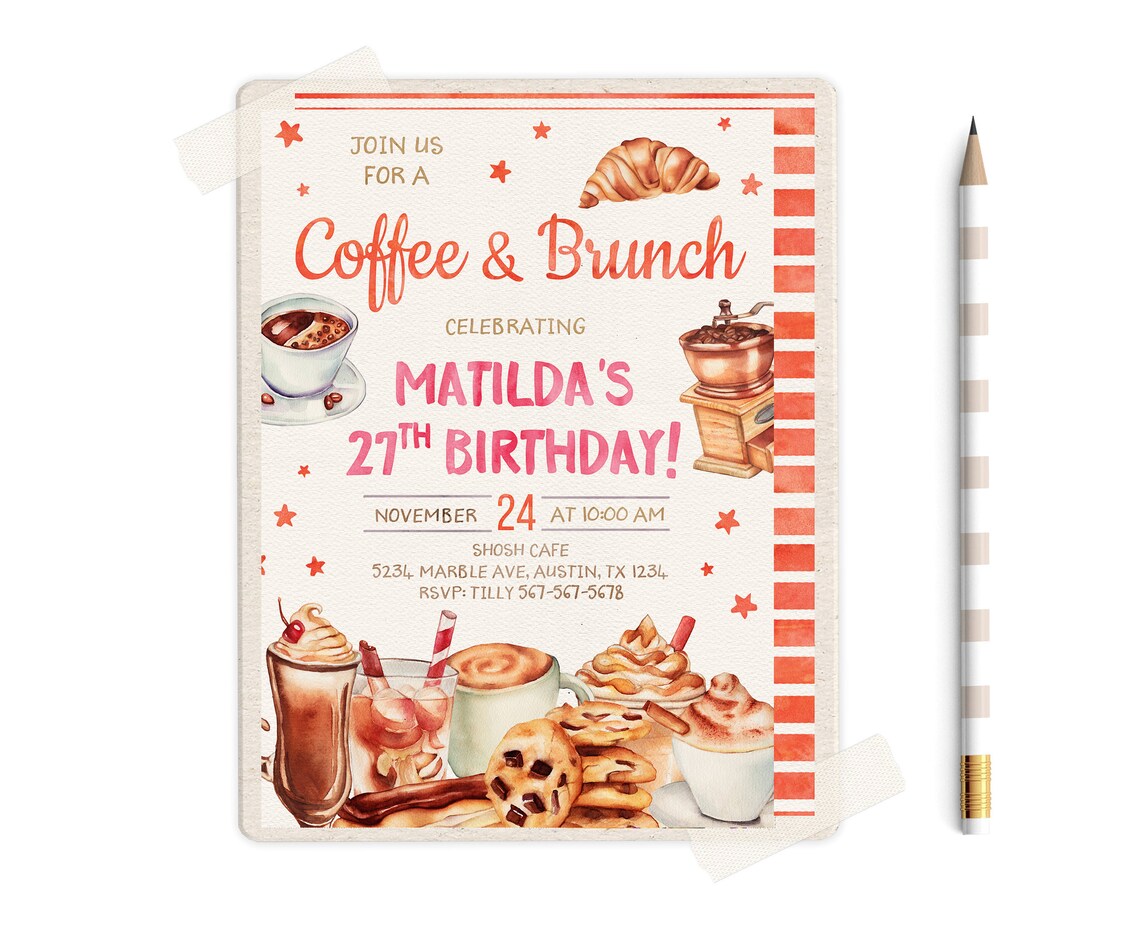 Kaffee und Brunch Einladungen Kaffee Brunch Einladung Etsy