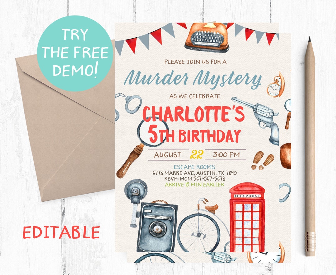 Mystery Party Invitations, Mystery Dinner Invitations, Sherlock Holmes ...