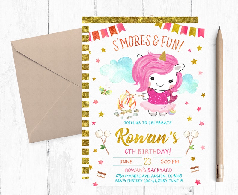 S Mores And Fun S Mores Birthday Party Invitations Etsy
