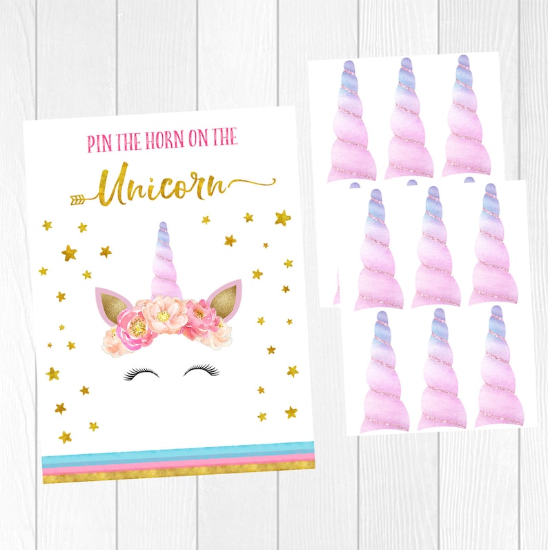 pin the horn on the unicorn pin unicorn printable game pin