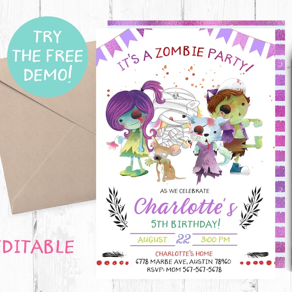 Zombie Invitation Etsy