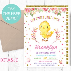 Little Chick Invitations, Chick Invitation, Chick Birthday Party Invitations, Chick Birthday Party Invites, Little Chick Invites, Invite,