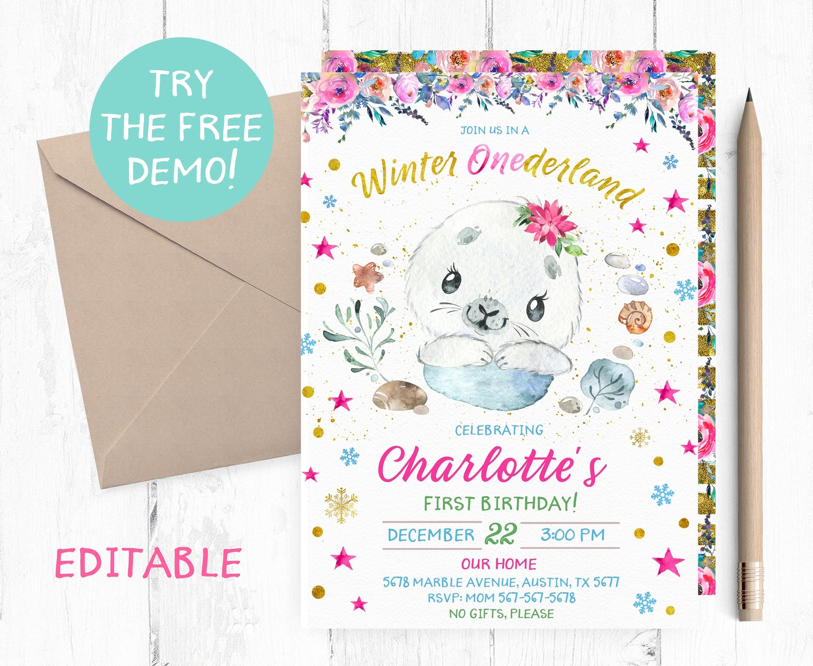 Editable Seal Invitation Seal Onederland Invitation Seal - Etsy