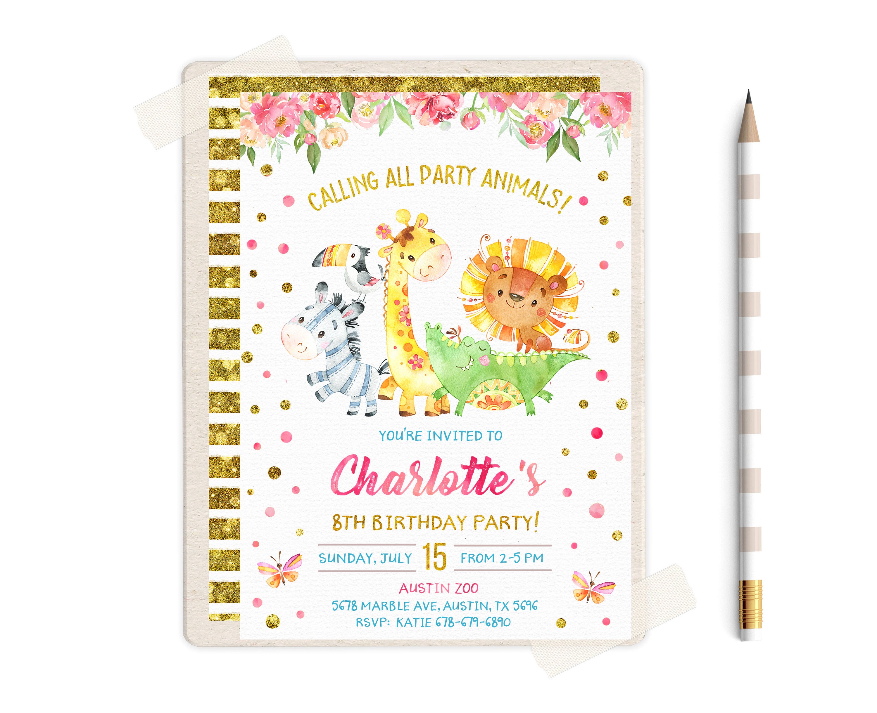 Zoo Birthday Invitation Printable Zoo Birthday Party Invite | Etsy