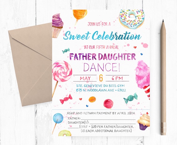 Father Daughter Dance Candyland Invitation Father Daughter Etsy